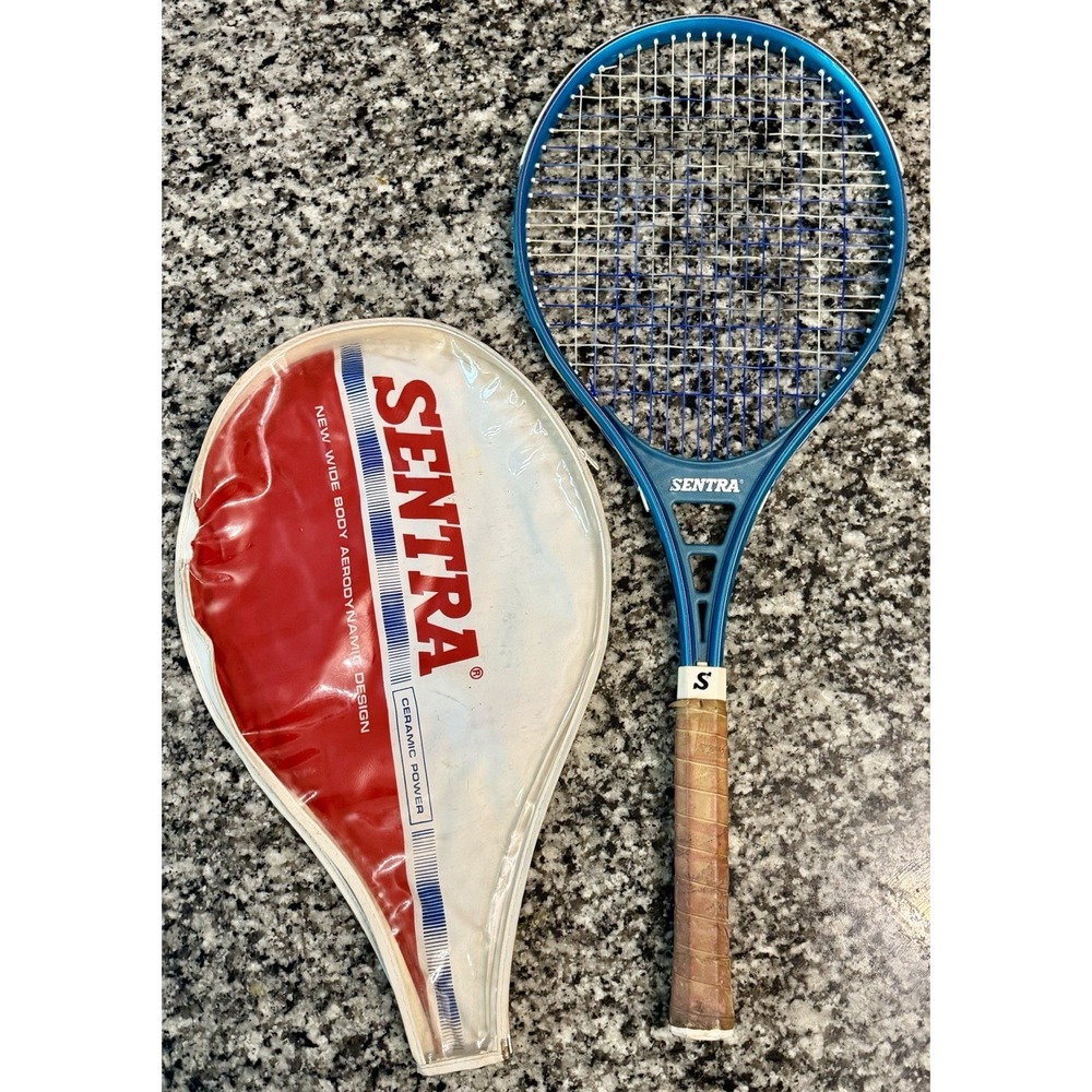 Vintage Sentra Aquilla IX Ceramic Power Tennis Racket w/Case. 1989